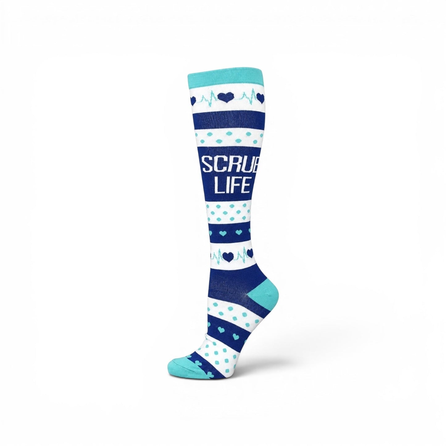 ClinixWear™ "Scrub Life" Compression Socks – Aqua & Navy