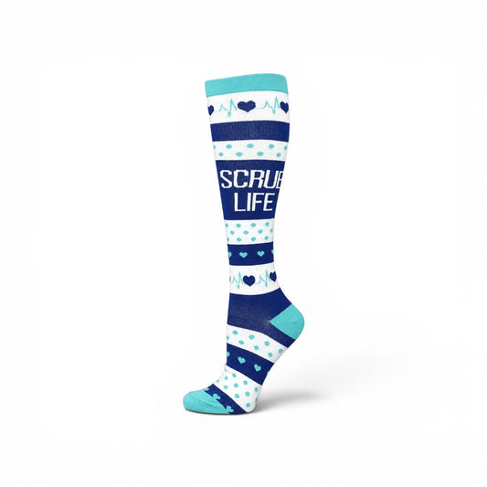 ClinixWear™ "Scrub Life" Compression Socks – Aqua & Navy