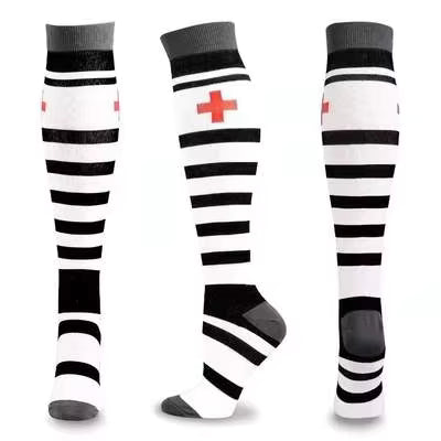 ClinixWear "Code Stripes" Compression Socks – Black & White