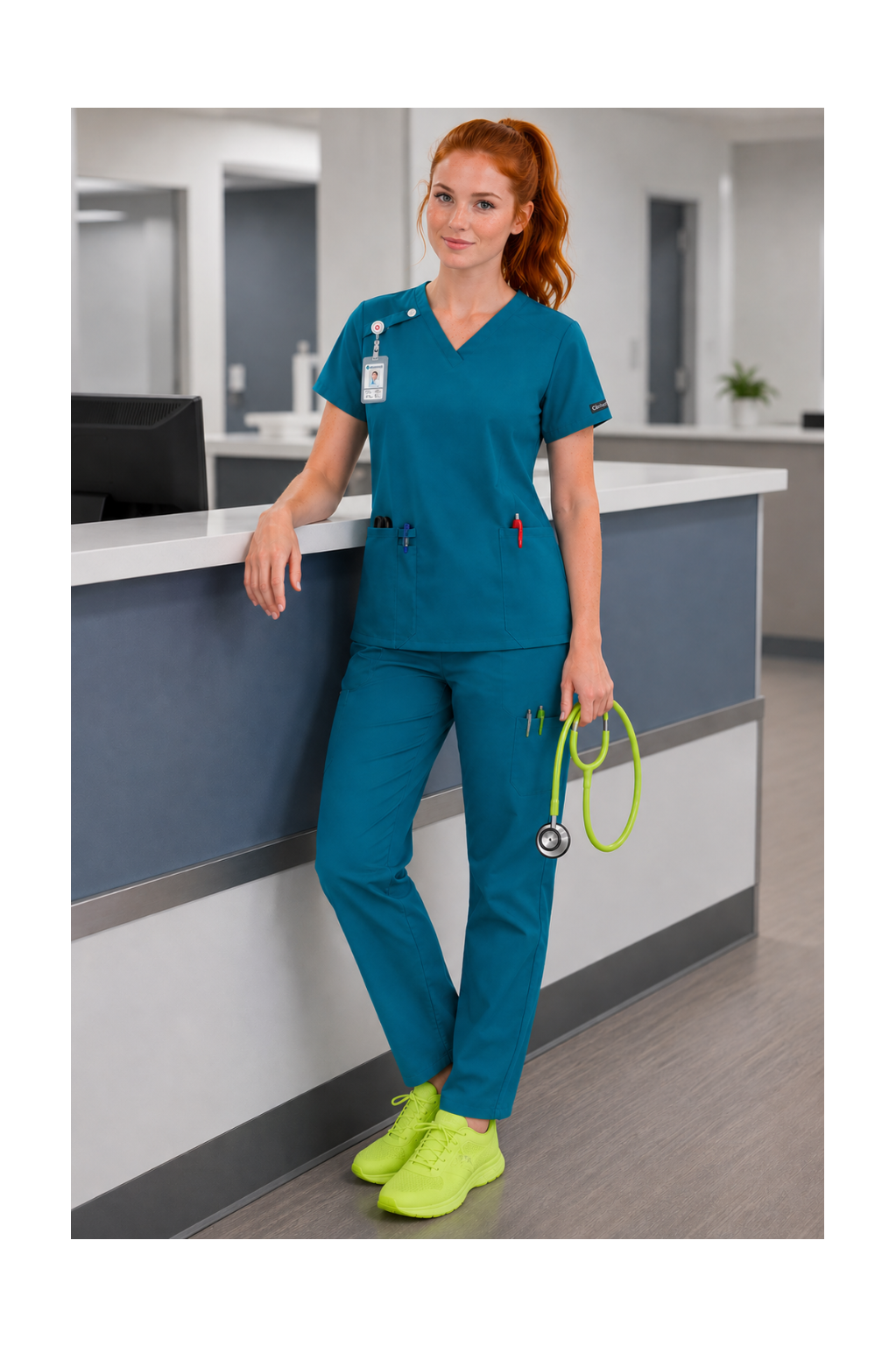 Above the Horizon – Coastal Teal Blue Scrub Set