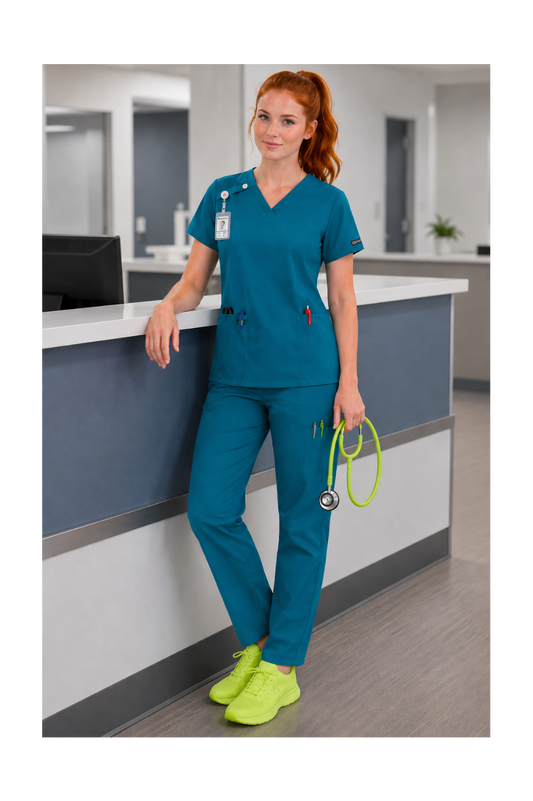 Above the Horizon – Coastal Teal Blue Scrub Set
