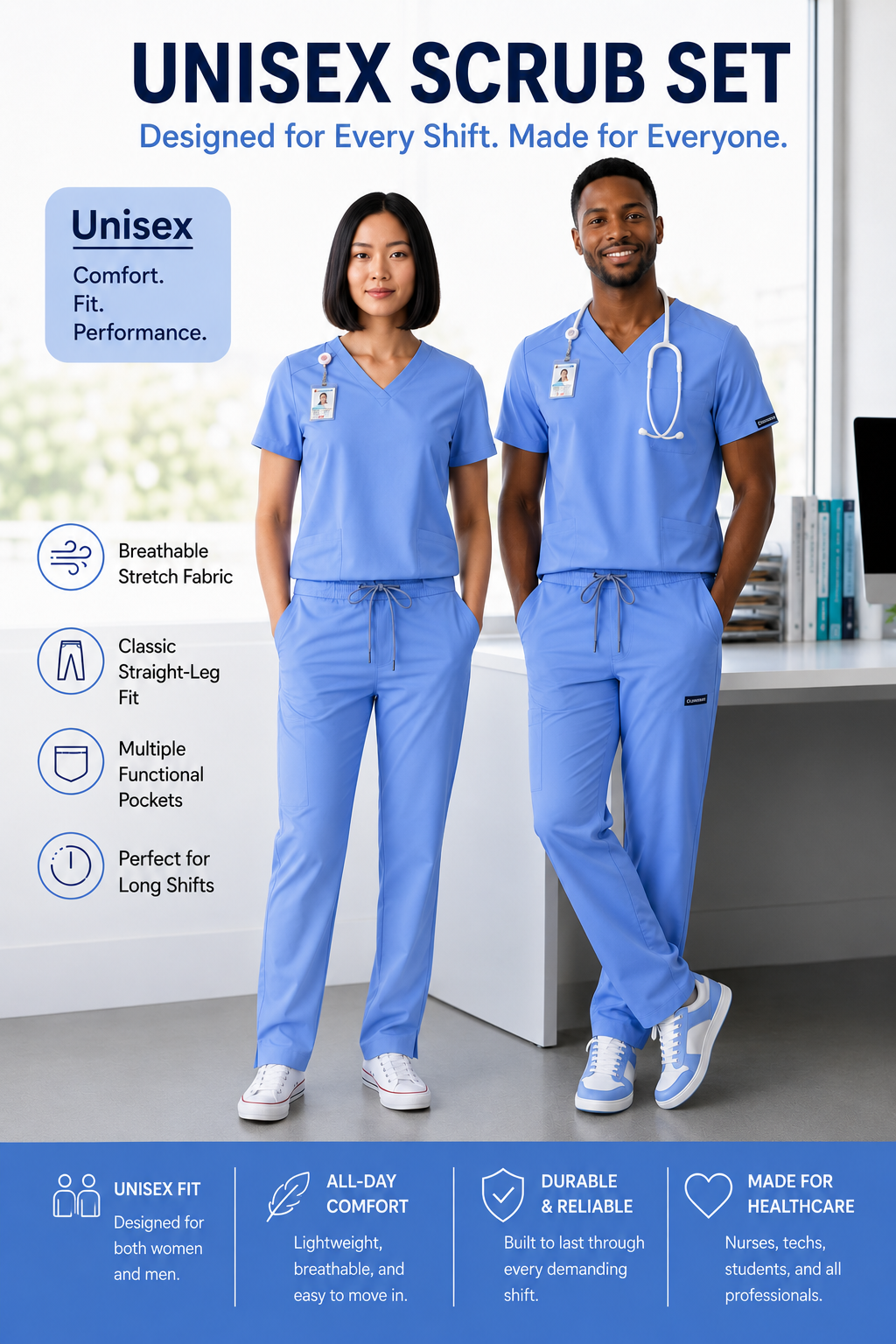 Sky’s the Limit – Carolina Blue Scrub Set