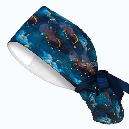 ClinixWear "Moonlight Shifts" Satin-Lined Ponytail Scrub Cap